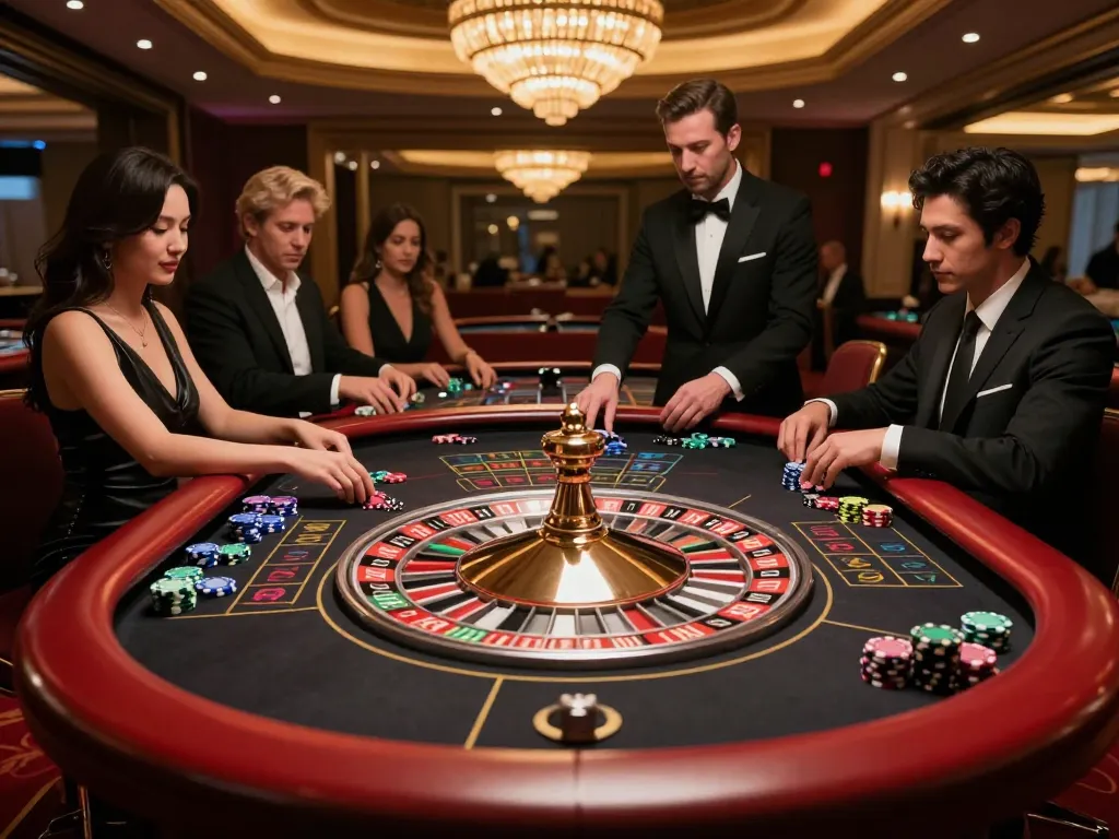 Experience luxury gameplay at rr88l1 com roulette, with vibrant chips and focused players capturing strategic bets.