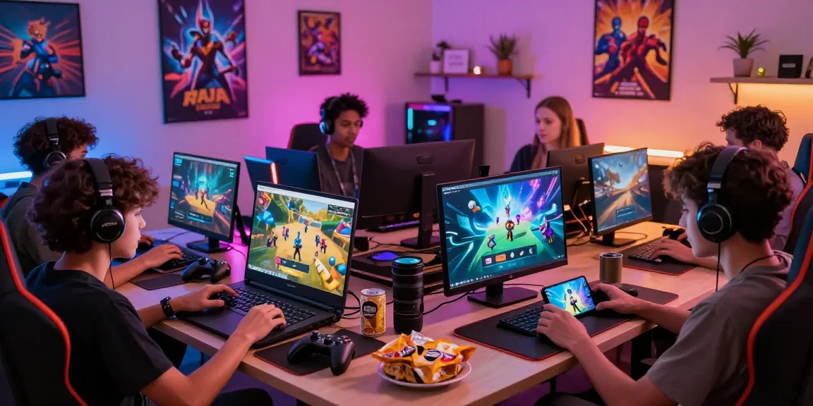 Players engaging with Raja Game login interface in a vibrant gaming setup.