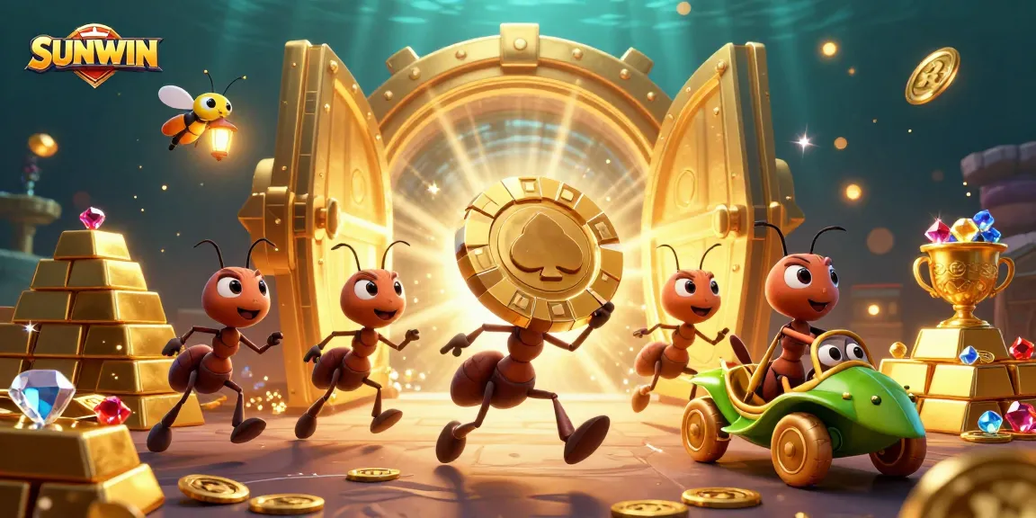 SUNWIN brings excitement as ants transport a giant poker chip in a dynamic casino heist scene.