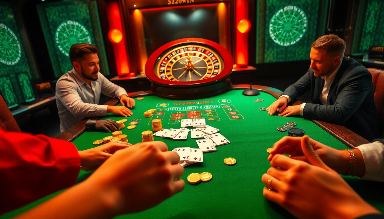 Winning at 32WIN casino with exciting games and vibrant tables filled with chips.