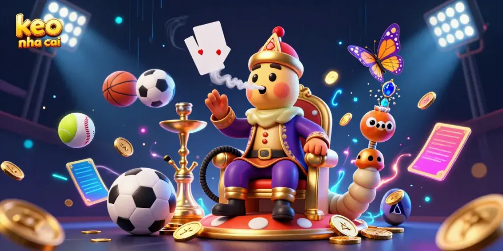 Experience the excitement of keo nha cai with dynamic sports betting themes in a vibrant illustration.