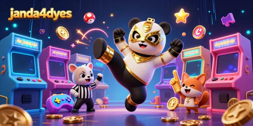 Permainan bola online seru di JANDA4DYES, dengan panda berwrestler dan chihuahua wasit menambah keseruan!