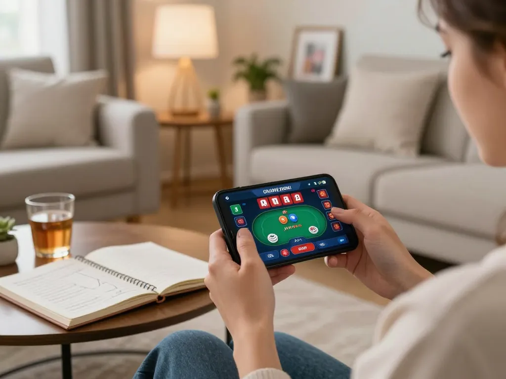 Engaged player on smartphone enjoying LC88 online games, demonstrating strategic betting.