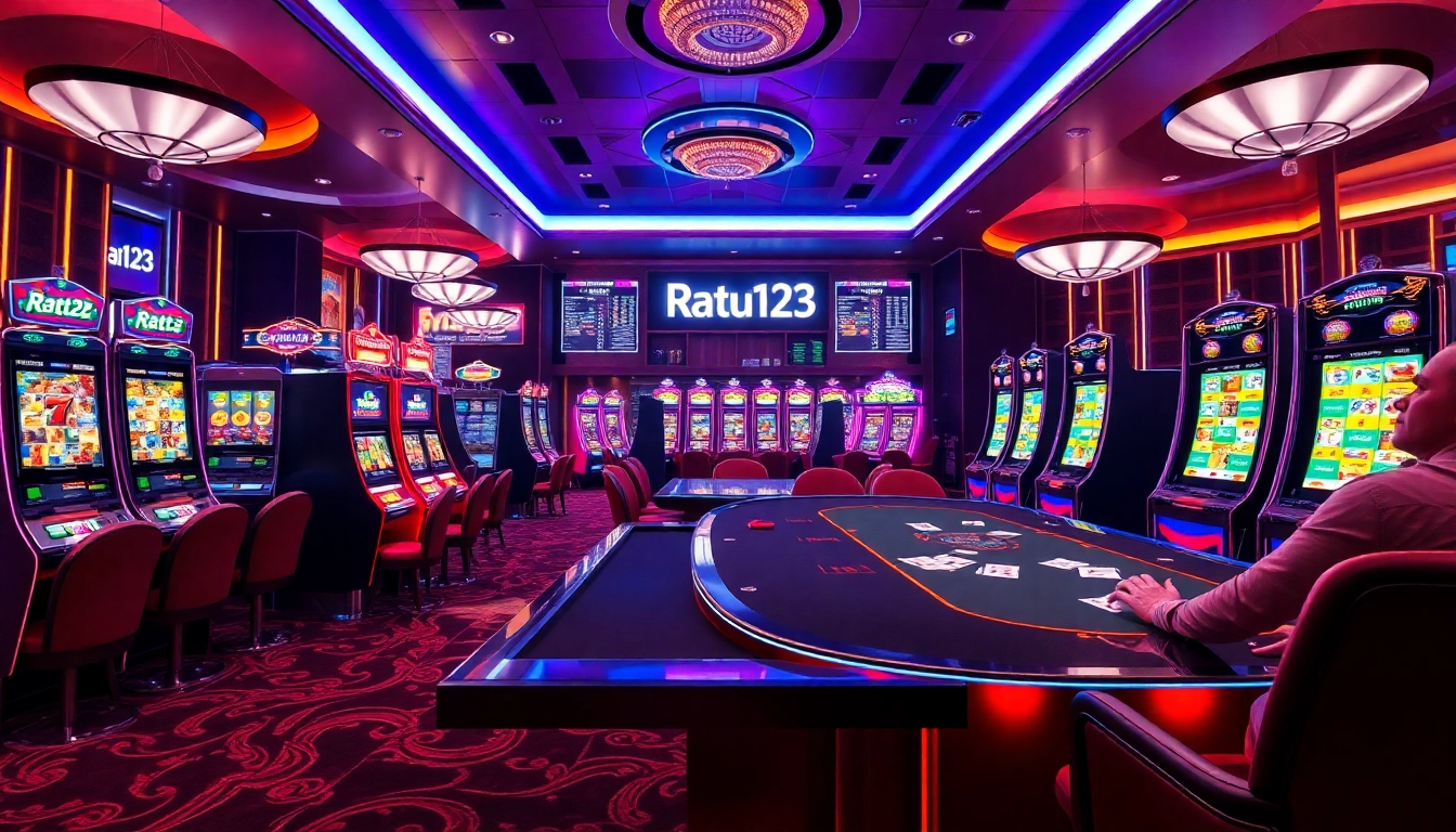 Pemain menikmati permainan slot di platform kasino online Ratu123, menampilkan grafis yang berwarna-warni dan peluang menang.