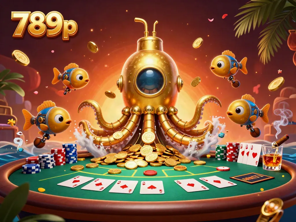 Engage in thrilling poker action with 789p, depicted in a vibrant underwater casino scene.