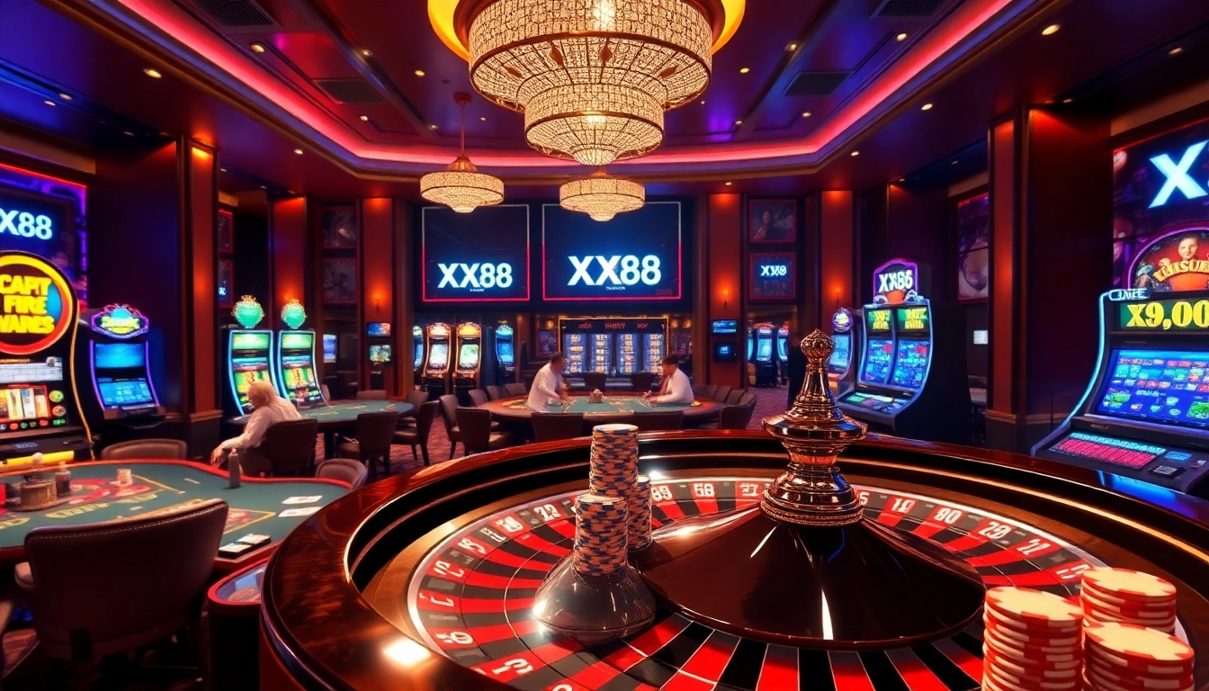 Experience the excitement of gambling at XX88 with vibrant casino tables and engaging card games.