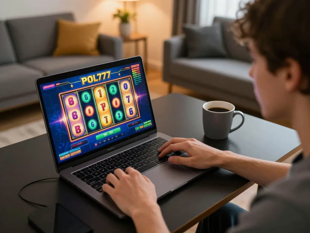 Berpartisipasi dalam permainan slot POL777 di rumah, grafik berwarna-warni dan permainan imersif menciptakan kegembiraan