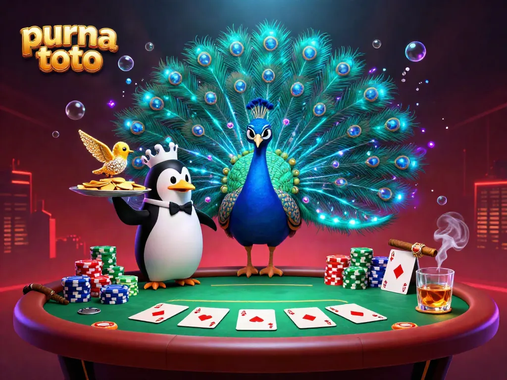 Bermain slot gacor di purna toto dengan suasana kasino yang penuh warna dan karakter unik