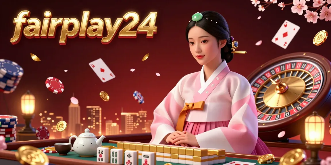 Experience vibrant casino thrills with fairplay24 through immersive digital slot and gaming elements in this illustrated scene.