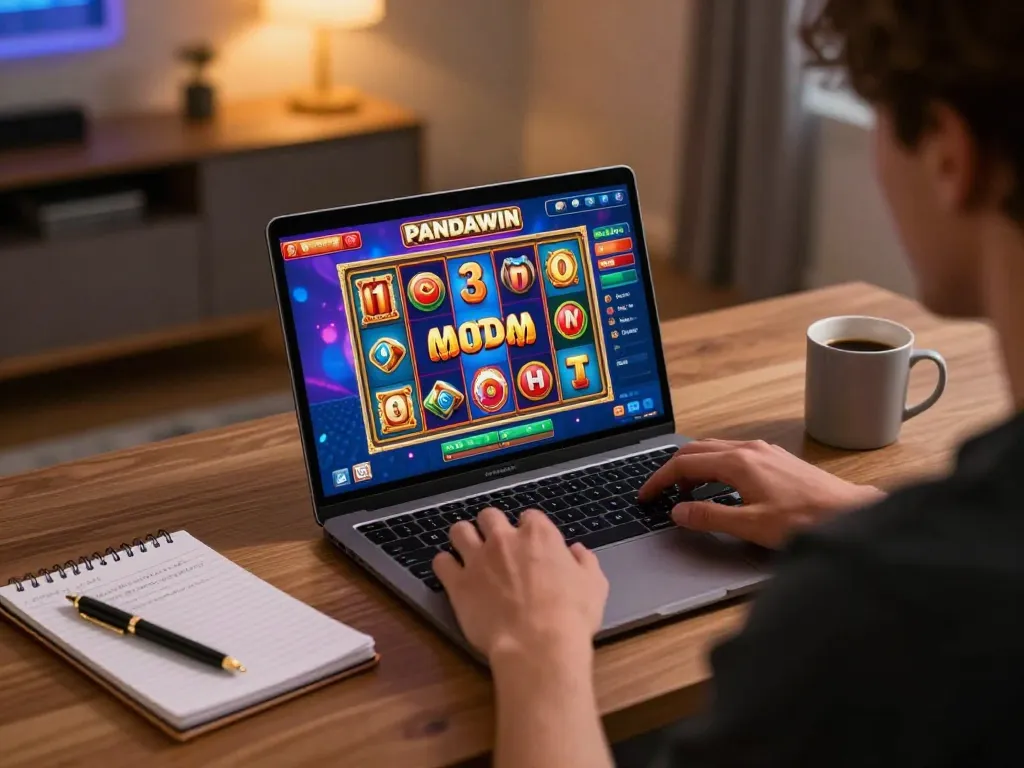 PENGALAMAN permainan slot online PANDAWIN di kantor rumah yang nyaman dengan grafis 3D yang hidup.