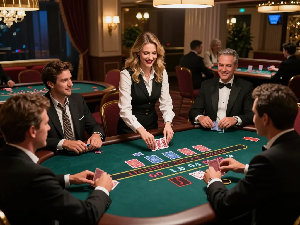 Players enjoying a thrilling baccarat game at Go88's live casino with engaging dealer.