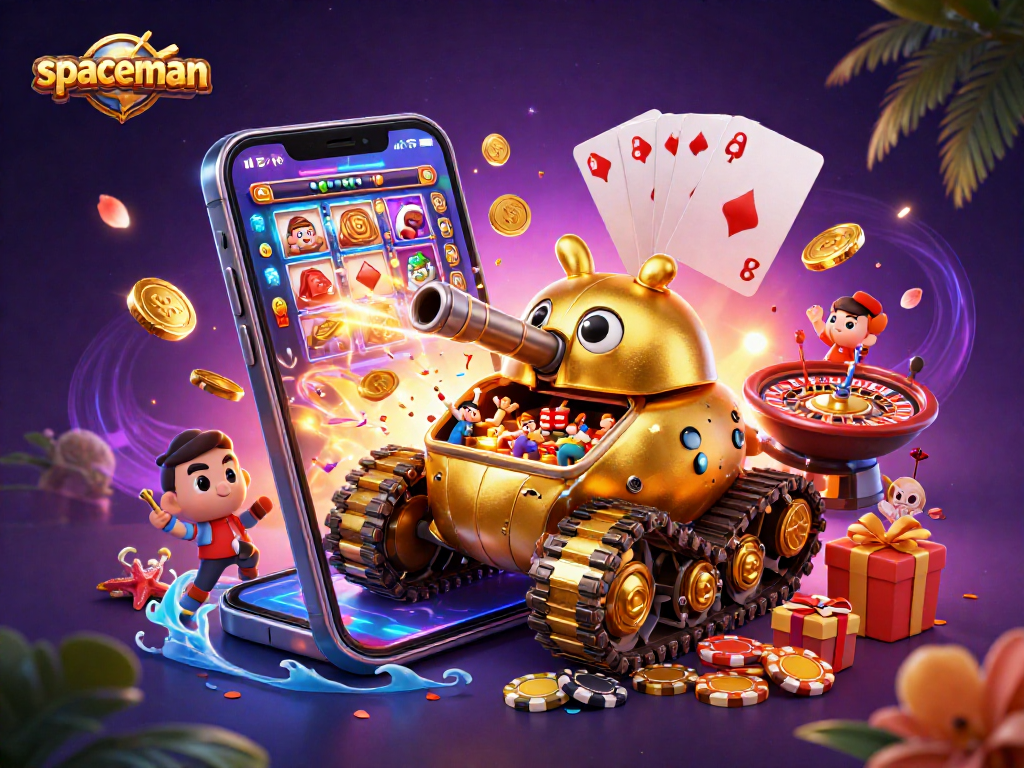 Engage in exciting slot action with Spaceman's golden casino beetle tank and dynamic gaming elements.