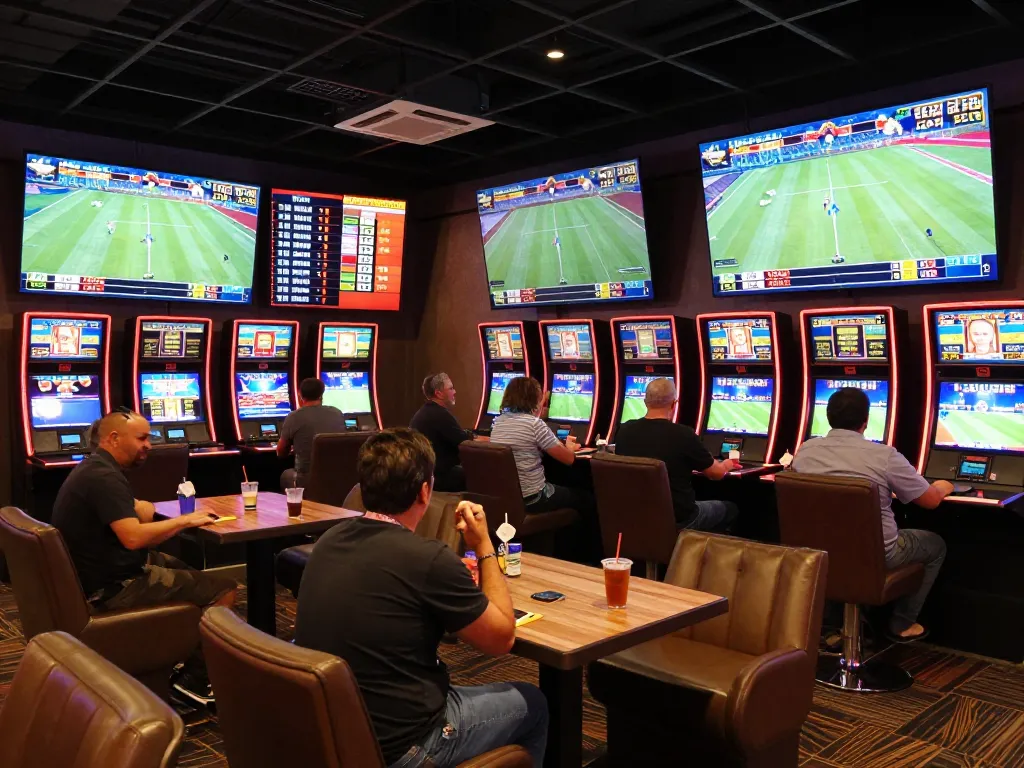 JUN88 sports bettors enjoying live betting experiences with multiple screens showcasing odds