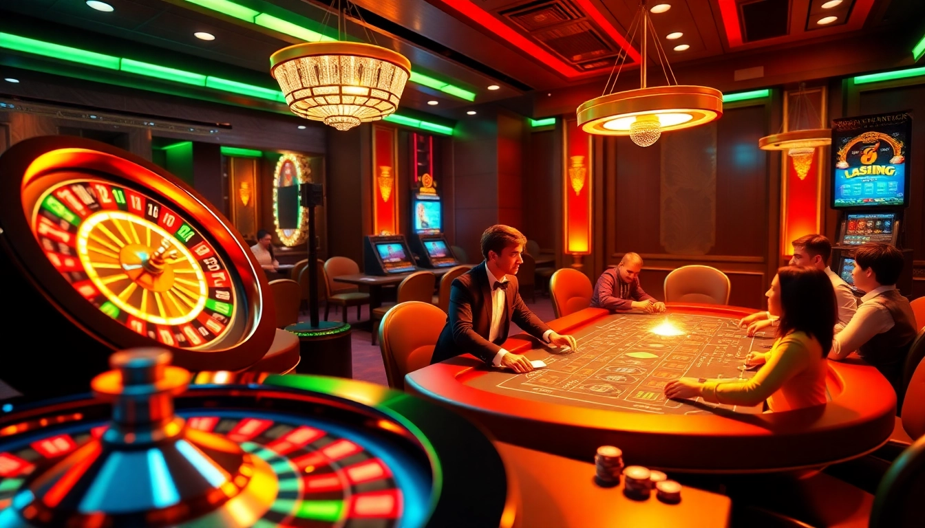 Experience the excitement of lego138 with vibrant casino games, winning chips, and a virtual roulette wheel.