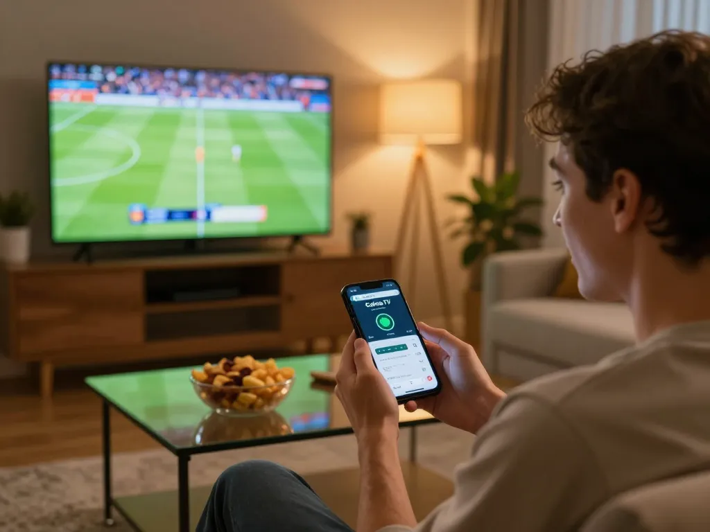 Cakhia TV user placing sports bets while enjoying a live game from home with engaging app features