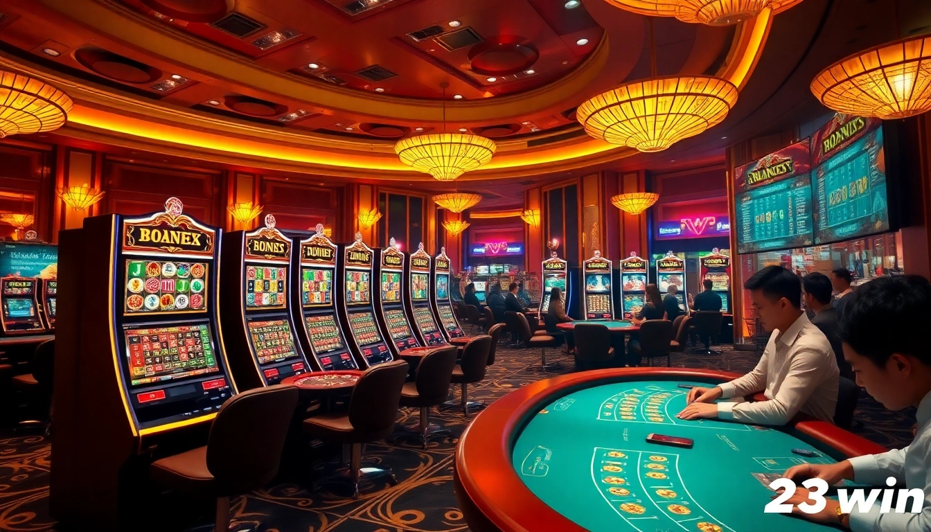 Experience excitement at 23win with dynamic slot machines and vibrant casino visuals.