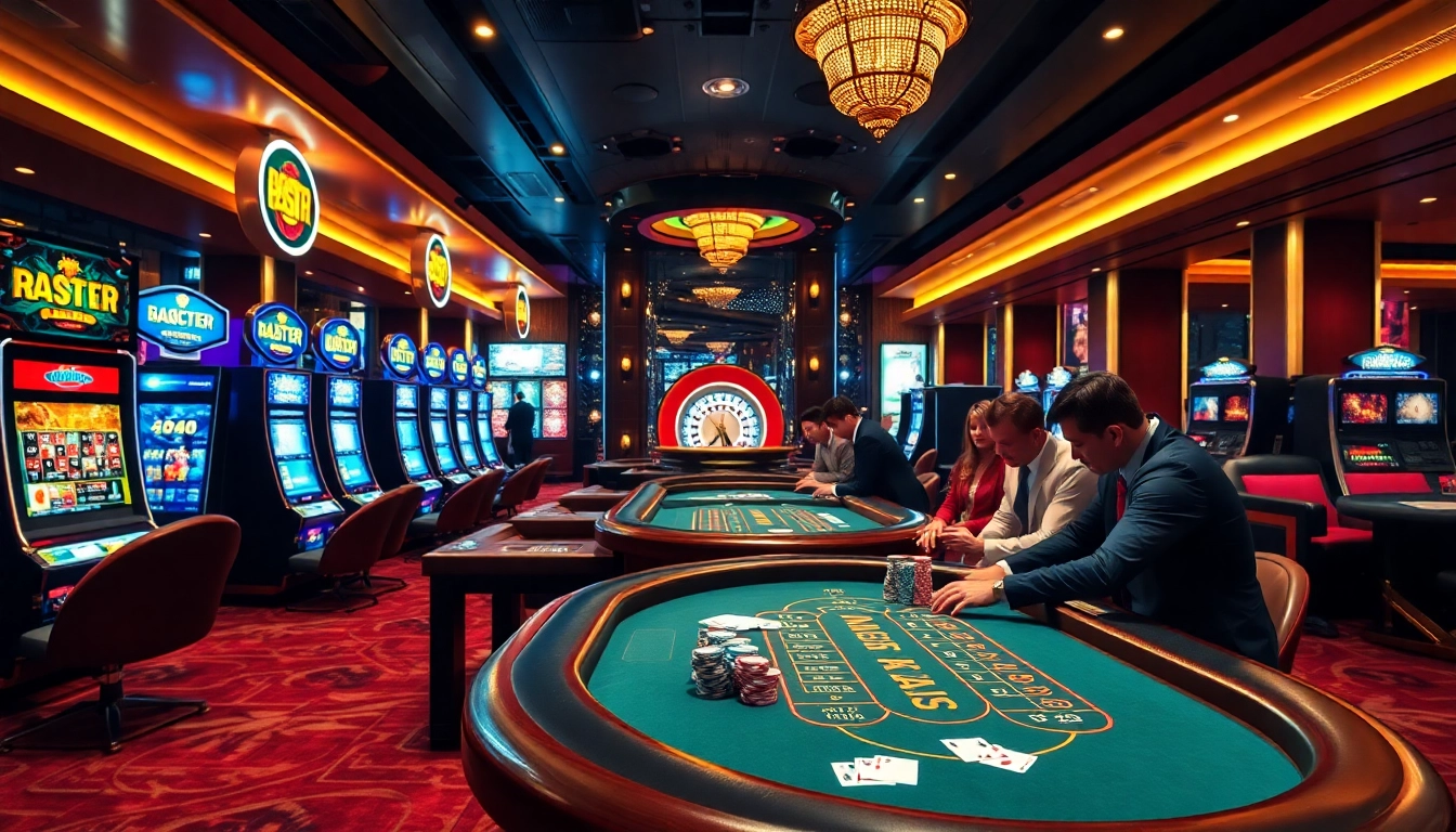A thrilling gaming experience at tại uu88 with luxury casino tables and vibrant slots.