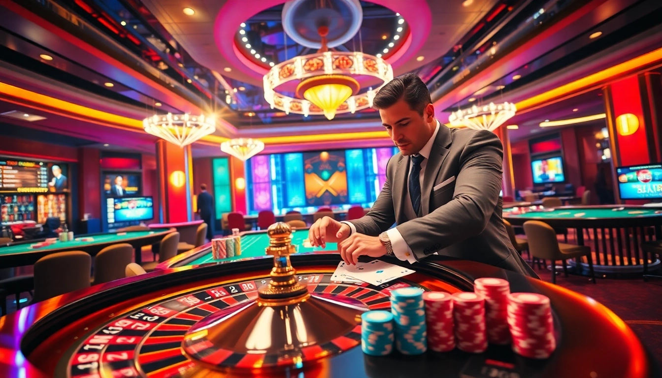 Experience thrilling casino games with bem88 at a luxurious poker table filled with action.