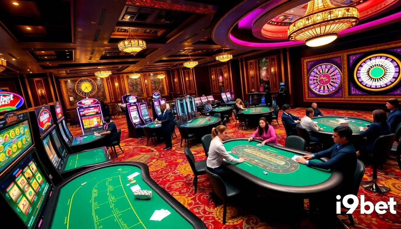 i9bet offers an exciting casino experience with vibrant gaming tables and thrilling slot machines.