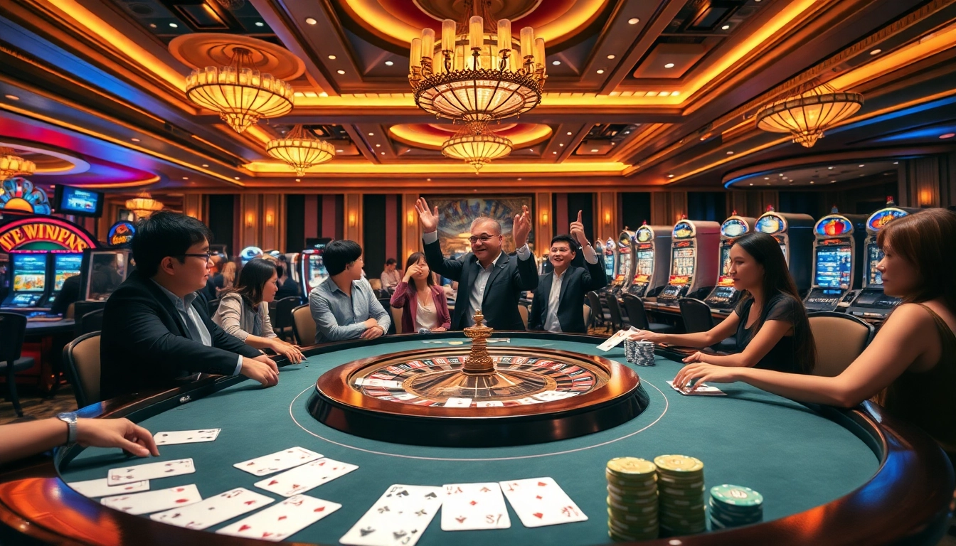 Trải nghiệm sự phấn khích khi chơi casino tại JD88.Com với các yếu tố casino sống động và người chơi náo nhiệt.