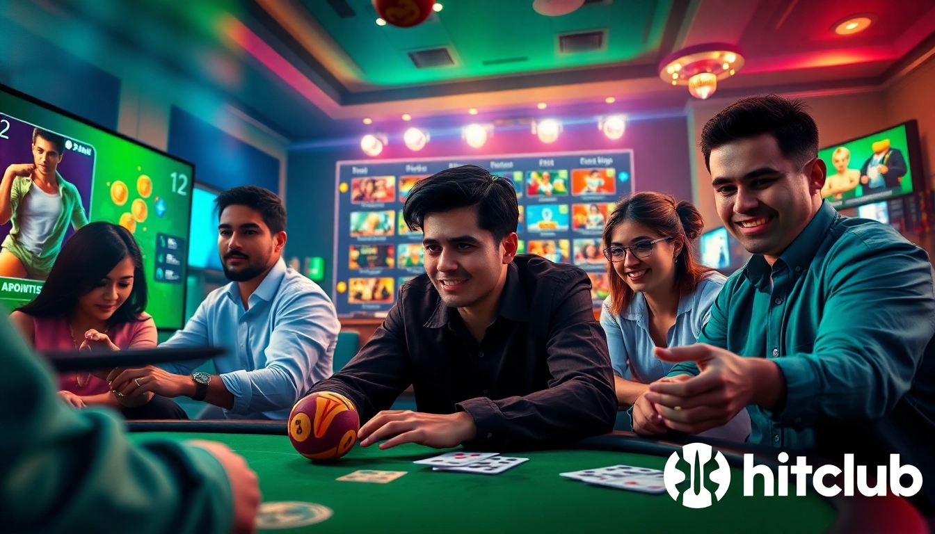 Engaging online gaming scene at hitclub, showcasing players enjoying thrilling card games with dynamic graphics.