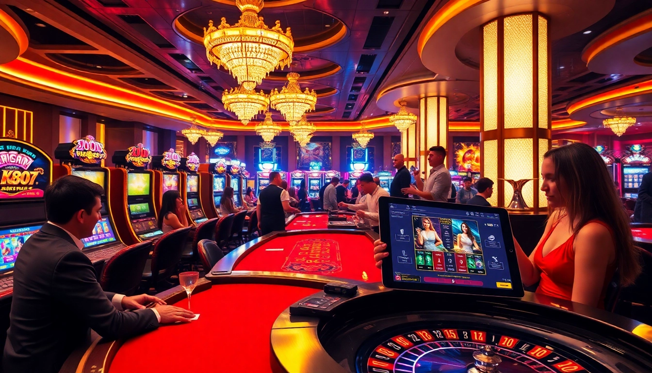 Players enjoying the thrill of XX88 casino games with vibrant slots and tables.