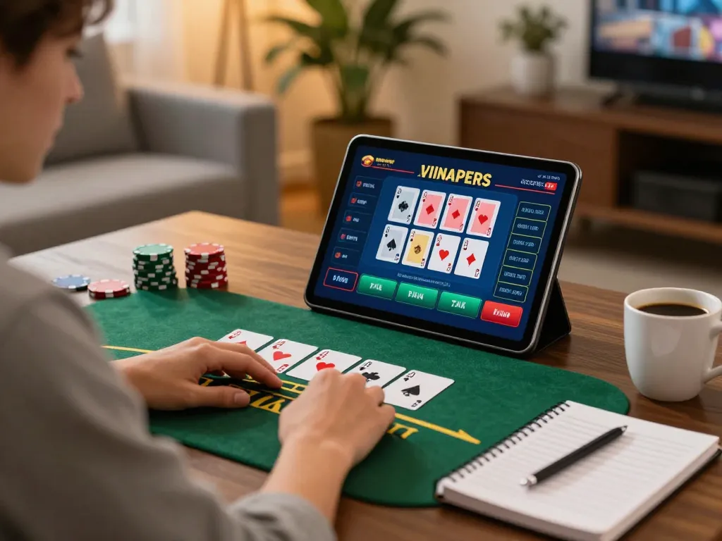 open88 player betting on live dealer blackjack in a cozy home setting, enhancing online gaming experience