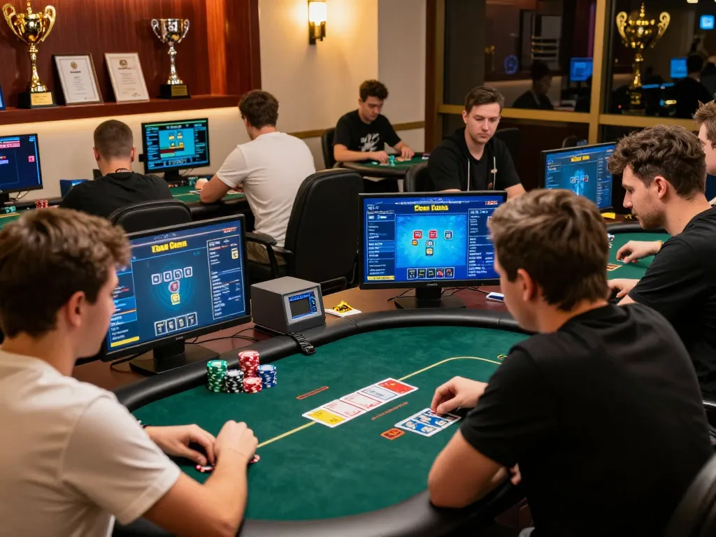 Engaged players compete in a dynamic online poker session at F8bet com, showcasing strategic gameplay.