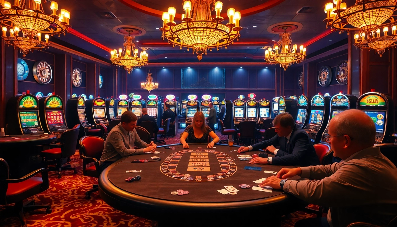 Experience high-stakes action at RR88 casino with vibrant tables, chips, and players.