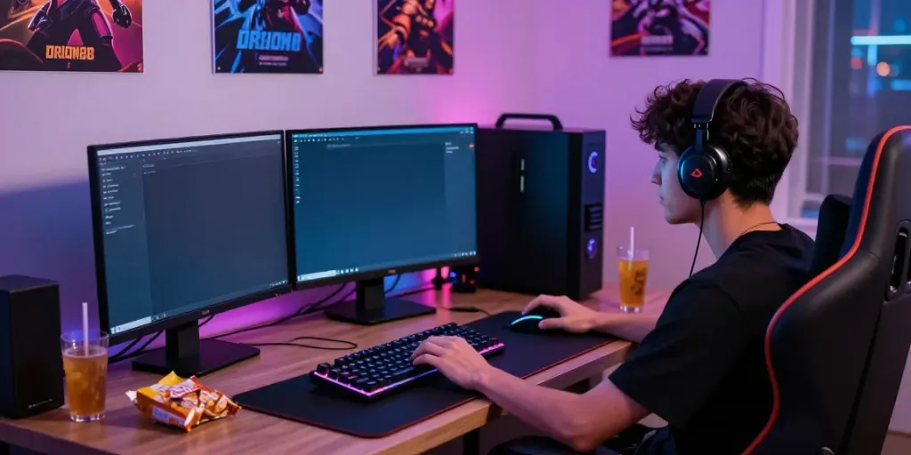 Exciting gaming atmosphere showcasing ORION88 APK in action with vibrant setup.