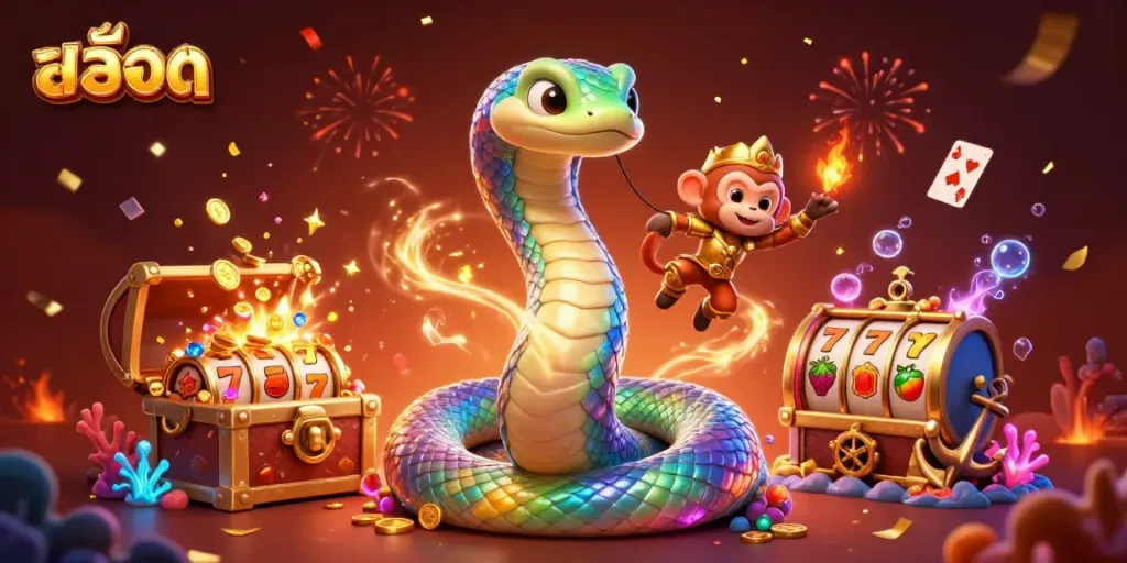 Experience the thrill of สล็อต with a vibrant 3D scene featuring dynamic characters and elements.