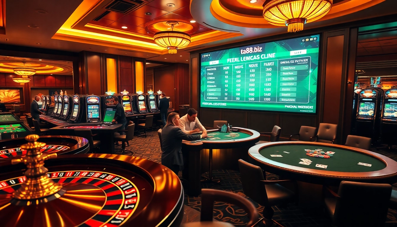 Experience the thrill of winning at ta88.biz with engaging poker tables and vibrant slot machines.