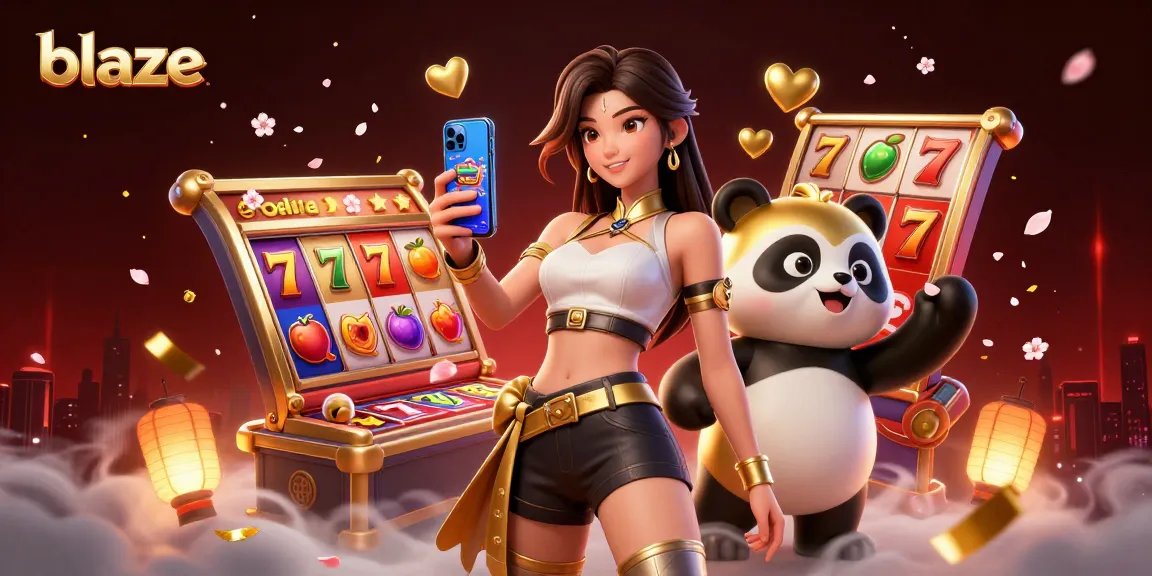 Play exciting slots at blaze, featuring a vibrant scene with characters and game elements.