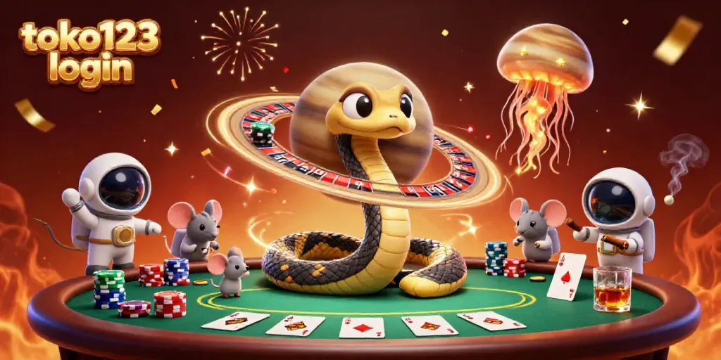 Experience the excitement of gambling with toko123 login in this vibrant cosmic casino scene.