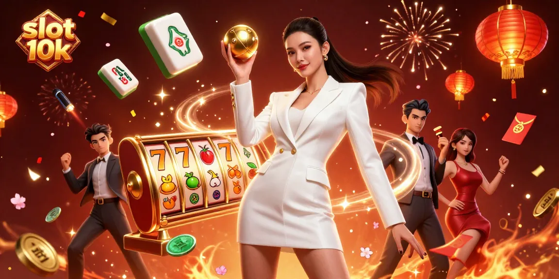 Experience thrilling wins with slot 10k showcased in a luxurious casino-themed illustration.
