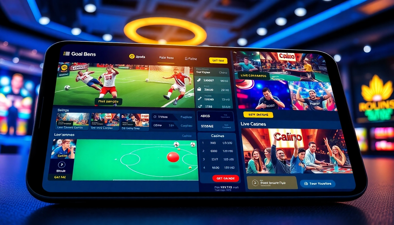 Interactive betting interface featuring Goal123's vibrant offerings in sports and casino games.