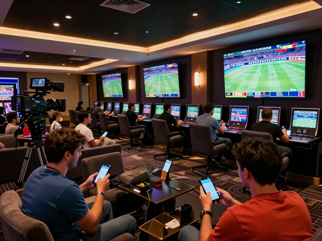 hi88 bettors enjoying live sports betting experience in a modern lounge atmosphere