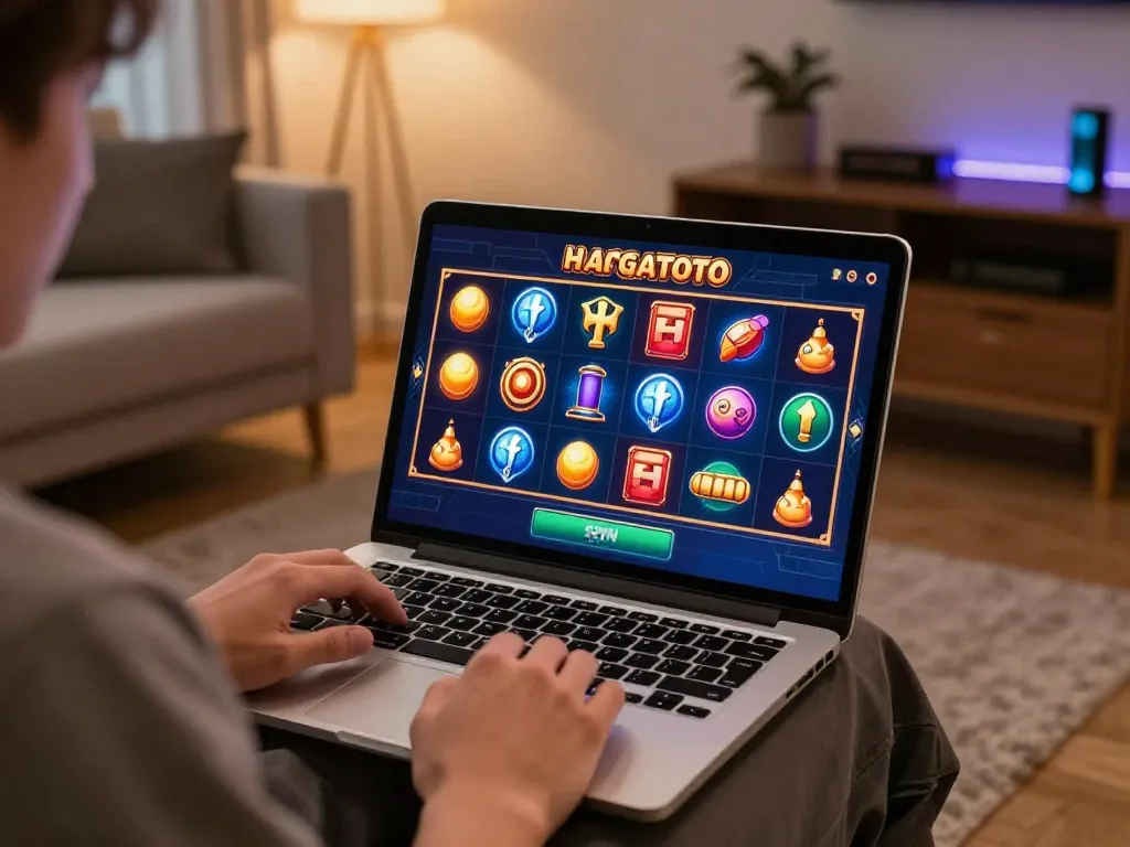 Pemain yang terlibat memutar slot hargatoto online di lingkungan rumah yang nyaman