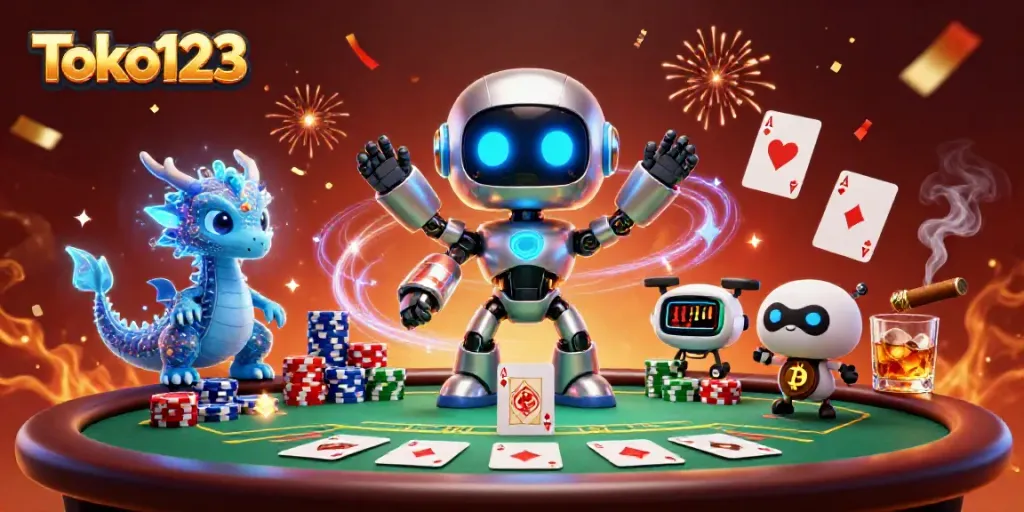 Engage with Toko123 for an electrifying cyberpunk casino experience with poker action and vibrant visuals.