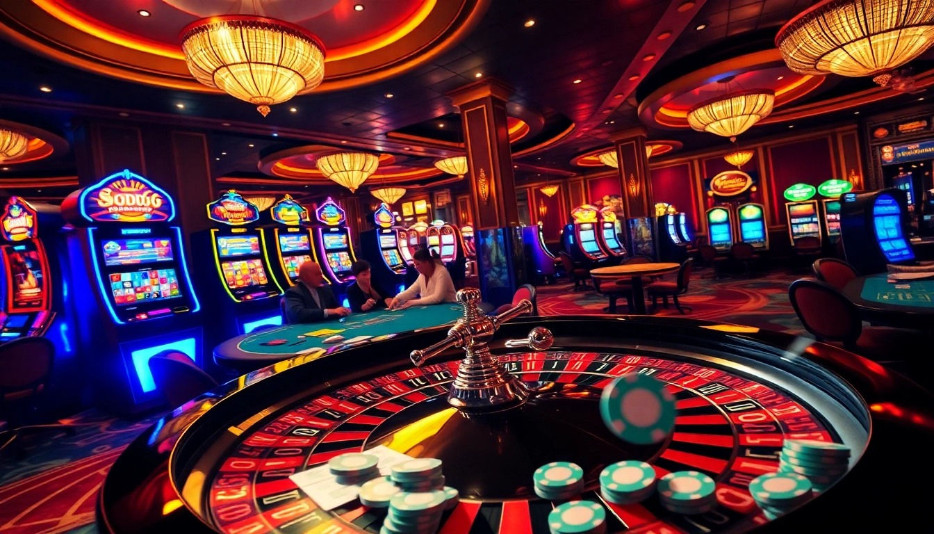 Players enjoying exciting roulette games at SODO66's glamorous casino.