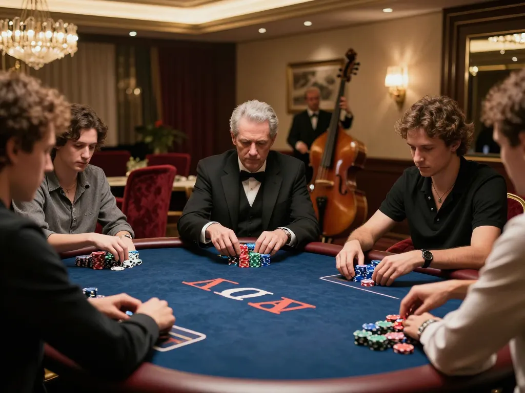 Engaged players at 789CLUB VIP poker room making winning bets.