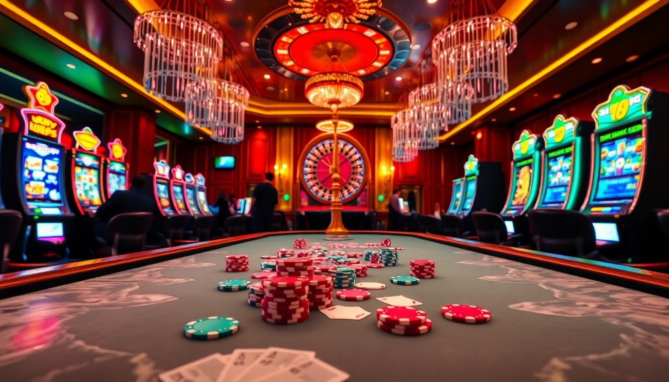 Experience the excitement of Bay 789 with vibrant casino visuals featuring poker and roulette action.