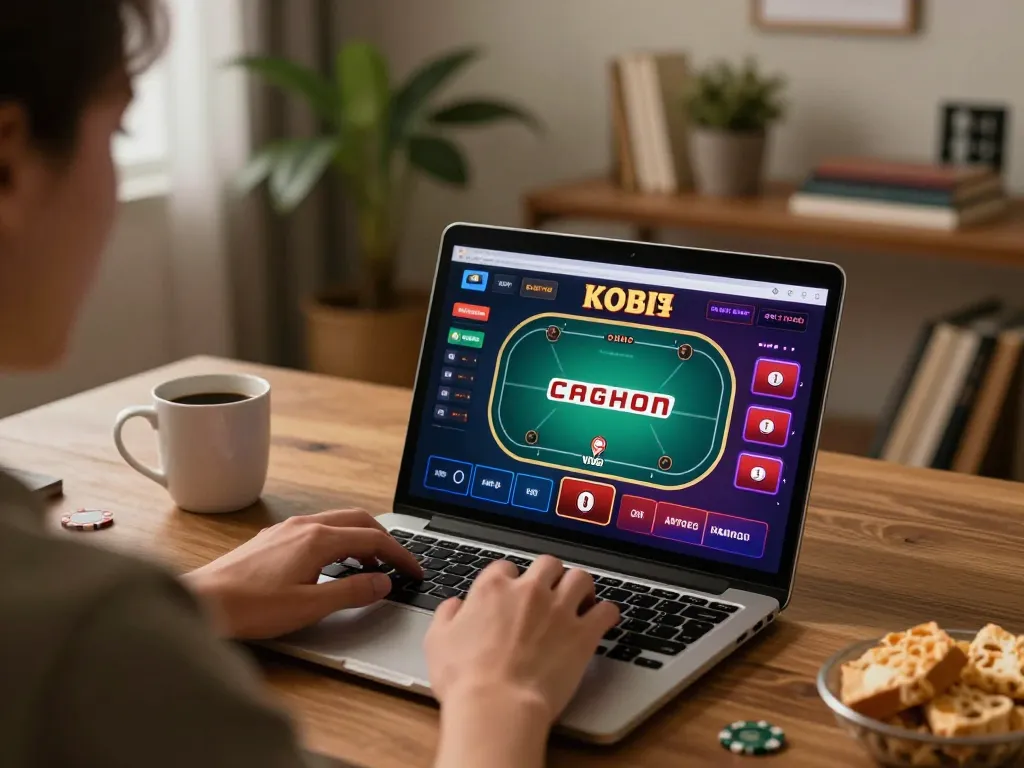 Engaging in 링크모음 for strategic online poker gameplay at a cozy home office.