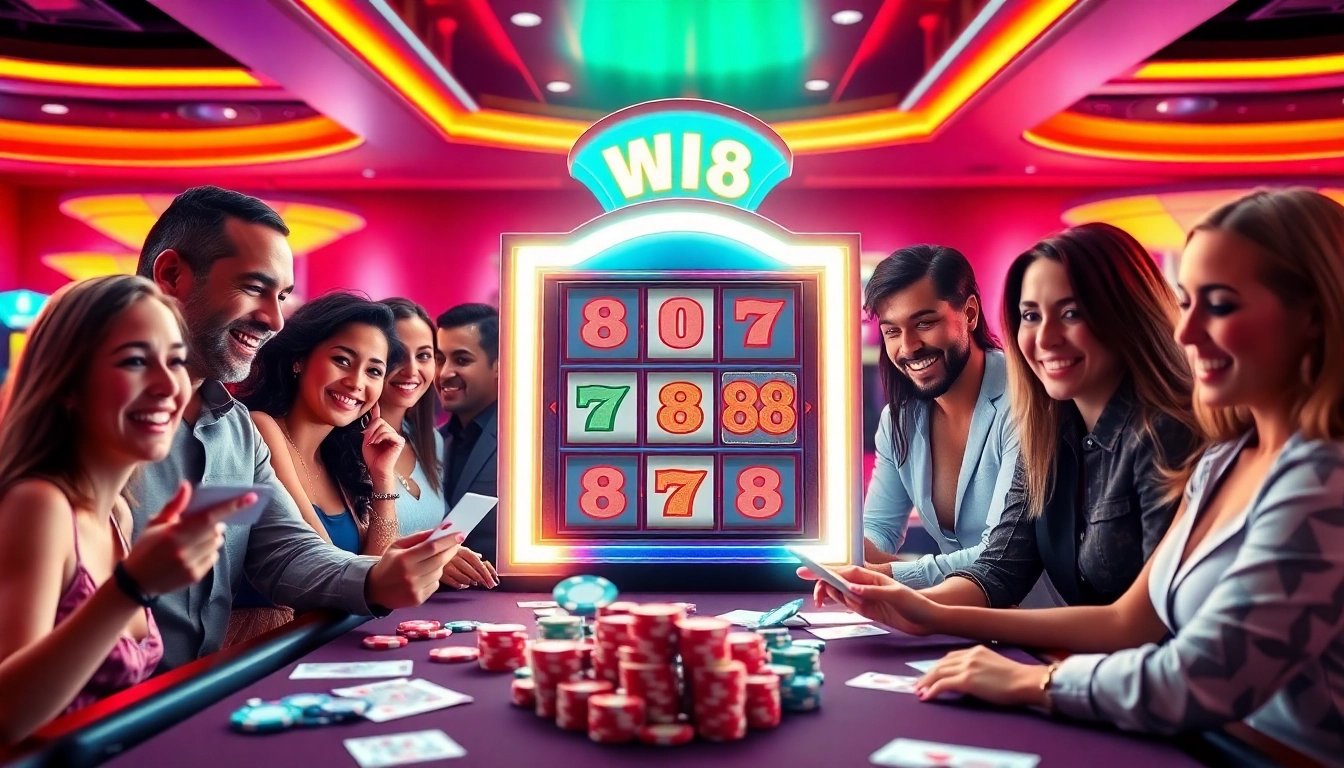 Players enjoying the thrilling Slot 88 machine at a vibrant casino.