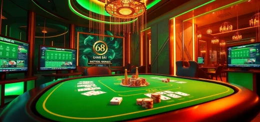 Experience luxury gaming at 68 Game Bài, showcasing poker chips and cards in an elite online casino setting.