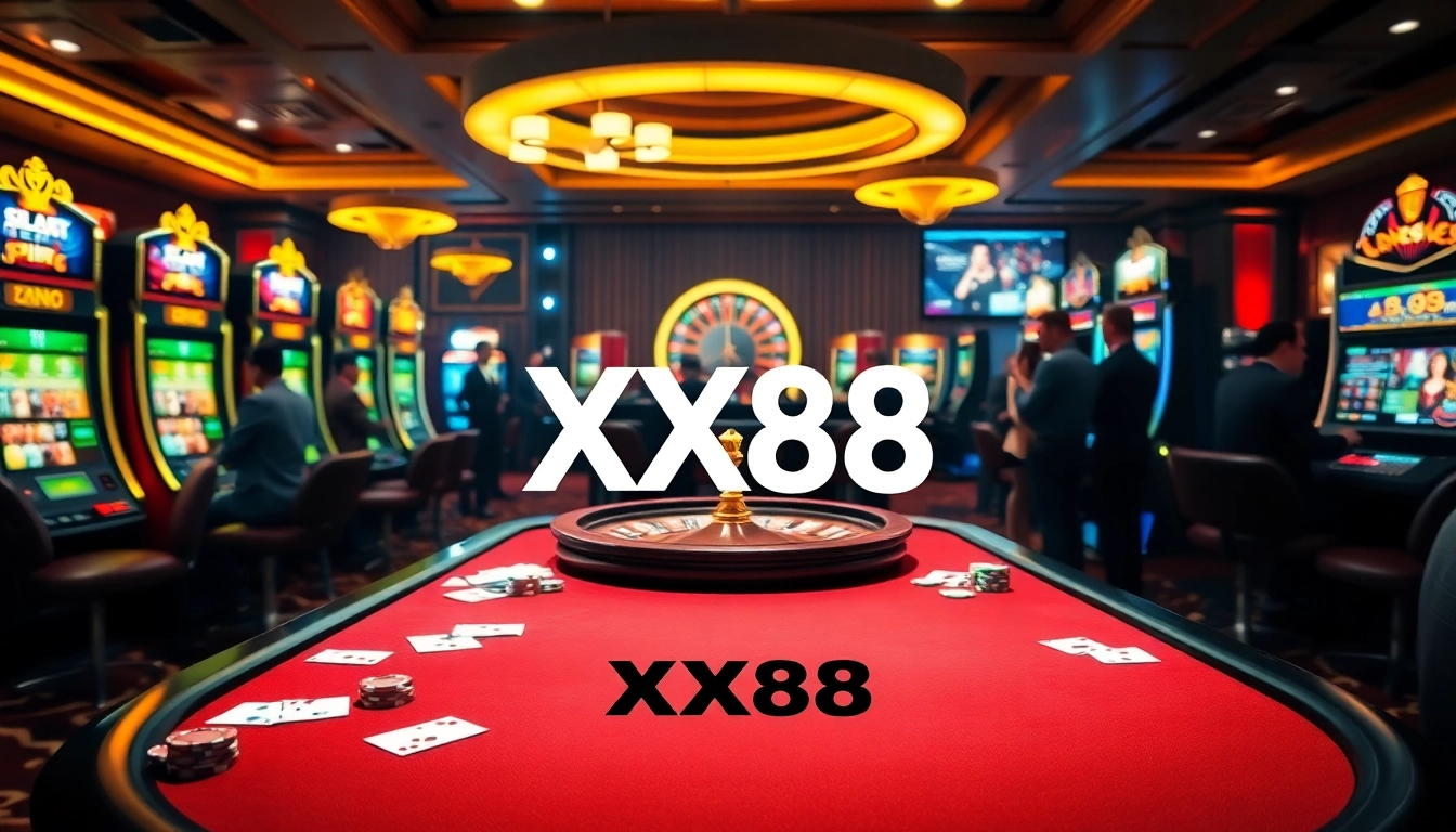 Experience thrilling gameplay at XX88 with vibrant casino tables and lively players.