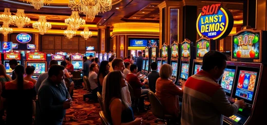 Players engaging with an exciting slot demo in a vibrant casino atmosphere.