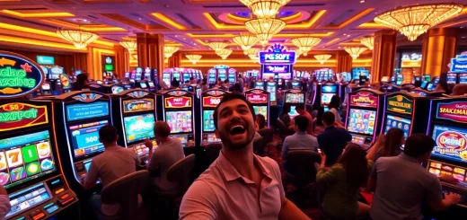 Engaging players experiencing slot demo games in a vibrant casino atmosphere.