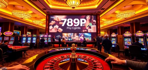 Experience high-stakes excitement at 789P's luxurious casino with vibrant slot machines.