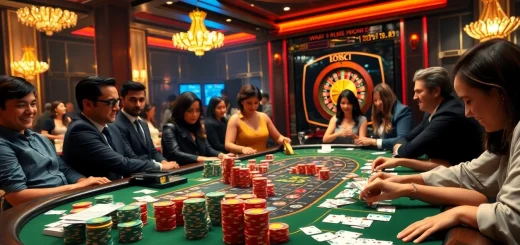 Players strategize at a sunwin-themed poker table, enhancing their gambling experience.